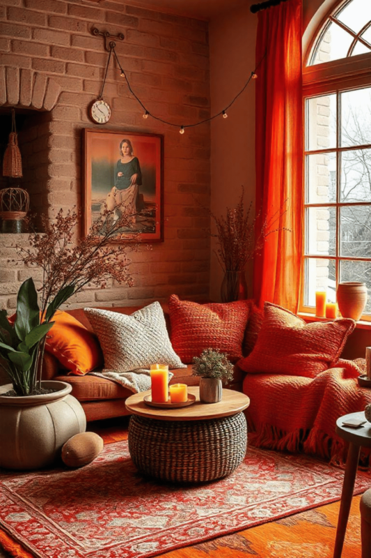 Cozy Decor Orange Red